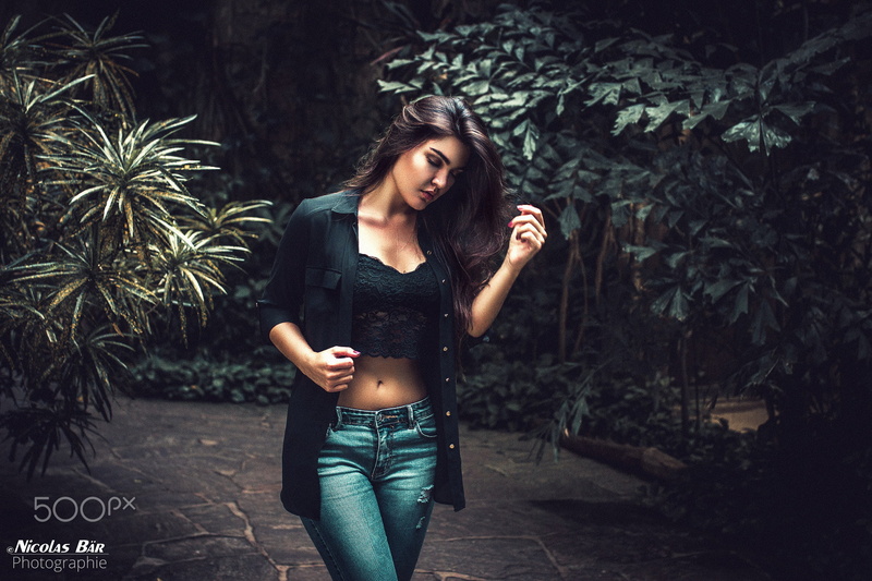 black bras, red nails, 1080P, women, portrait, jeans, Nicolas Bar, women outdoors, tanned, closed eyes, belly