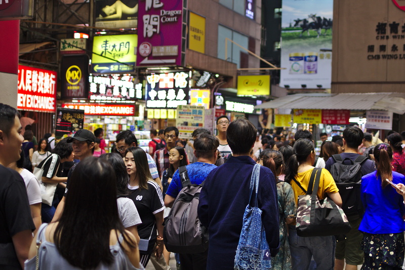 mongkok, built structure, 5K, hong kong, city, non-western script, person, architecture, city street, large group of people, communication, lifestyles