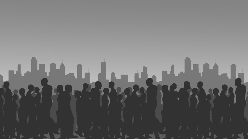 people, different, artwork, person, grey, gray, dark, light, shades, gradient, 1080P, movement, silhouette, city movement, city