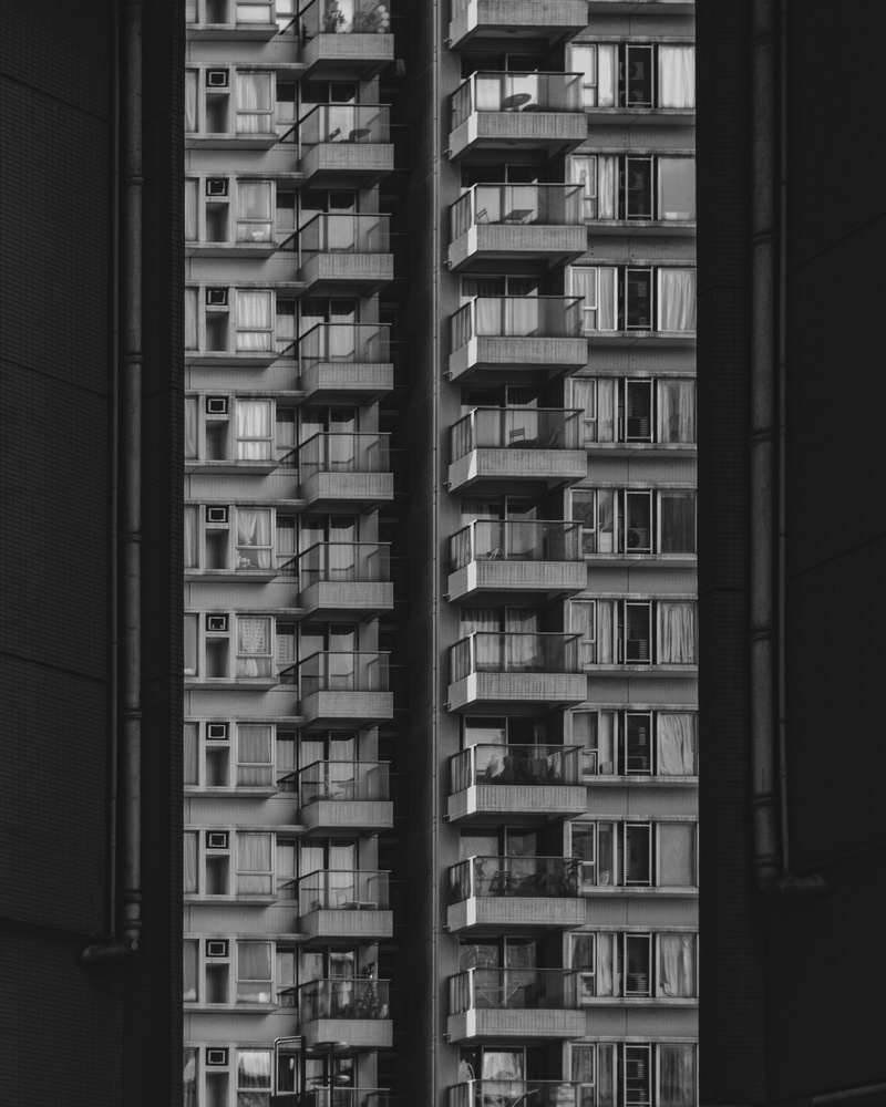 building, urban, shelf, city, window, buildings, office building, city life, photography, 4K, apartment, low angle view, balcony, black and white, photo