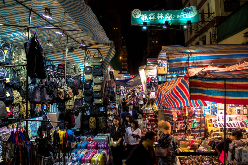 street, shopping, night, crowded, real people, men, lifestyles, hong kong, consumerism, retail, sale, choice, women, city, group of people, architecture