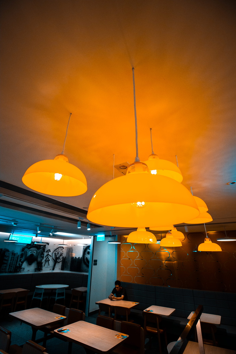 business, electric lamp, street, 4K, outdoors, restaurant, hongkong, no people, photography, sunset, glowing, hong kong, table, sky, illuminated, yellow