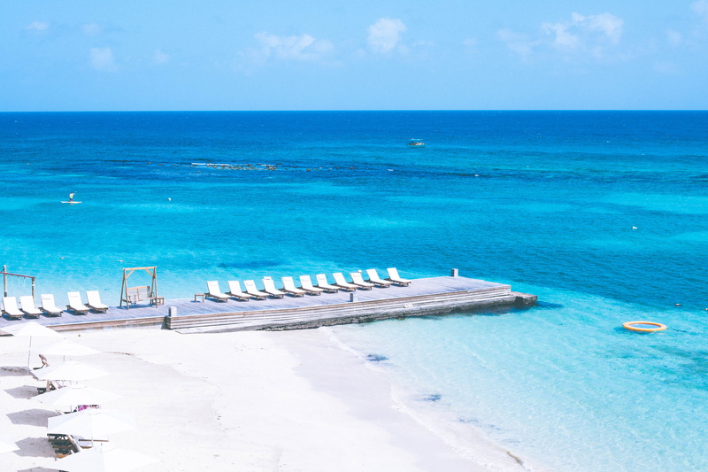 swimming pool, idyllic, blue, st. ann, caribbean, no people, lounge, sea, tranquility, tranquil scene, beach, day, sky, scenics - nature, vacation, horizon over water