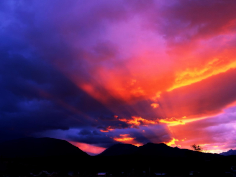 sunset, perfect, 2K, colorful, clouds, symphony, mountain, light, 3d and abstract