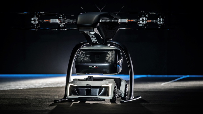 4K, 4K, flying taxi, Audi Italdesign Pop.Up Next