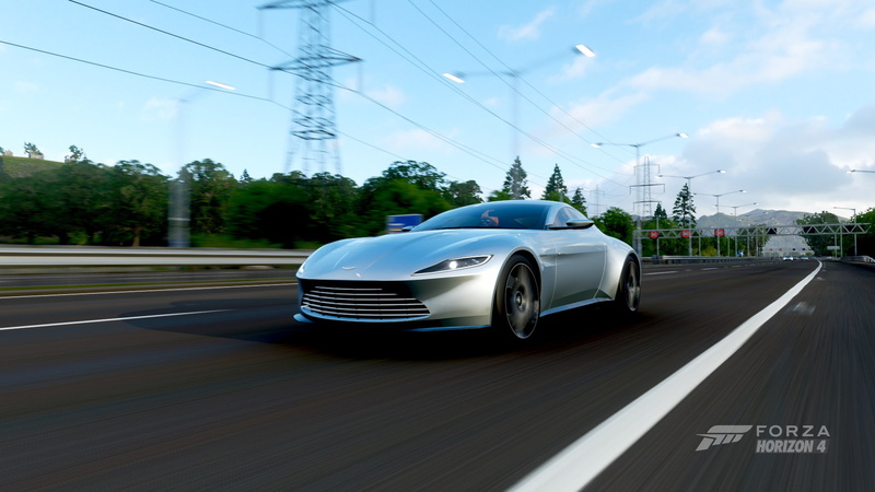 city, on the move, Aston Martin DB10, 1080P, day, car, road marking, mode of transportation, no people, nature, Forza Horizon 4, luxury, motion, outdoors