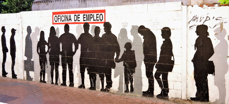 day, waiting, employment, city, people, building exterior, graffiti, group of people, spain, wall art, group, government, text, travel destinations, 5K
