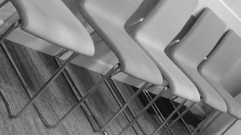 table, simplicity, tiled floor, waiting room, group of objects, close-up, high angle view, metal, chair, tile, pattern, queue, relaxation, flooring, patient room