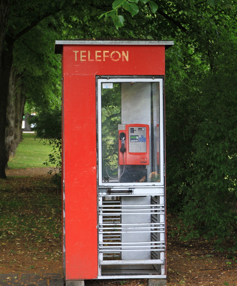 vending machine, telephone, park, pay phone, no people, old fashioned, phone box, grass, norway, convenience, communication, plant, red, telefon, outdoors