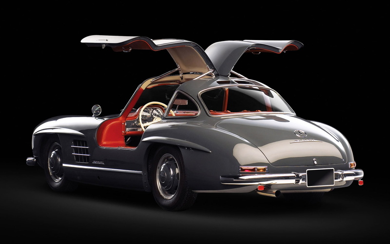 gullwing, sl, 1080P, mercedes, benz, gray