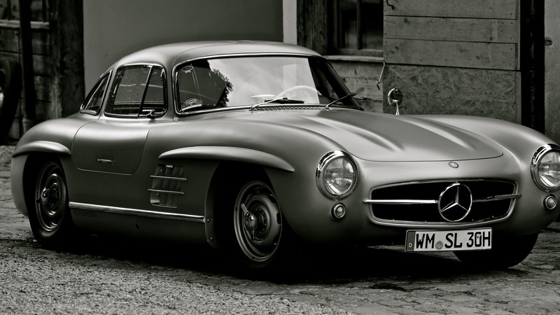 luxury, old, wheel, retro styled, personal land vehicle, street, garage, stationary, day, motor vehicle, vintage car, mode of transportation, mercedes benz mercedes benz 300sl old car