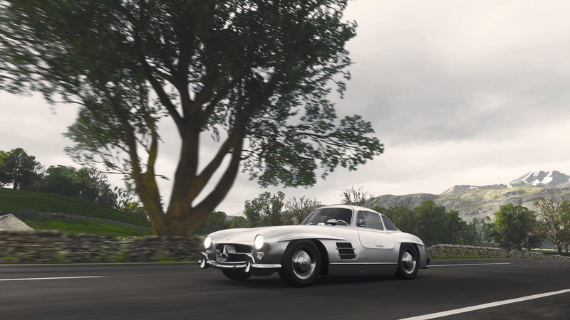 Mercedes AMG, Mercedes Benz, car, Vintage car, silver, vintage, Forza Horizon 4, mercedes 300sl, Britain, 1080P