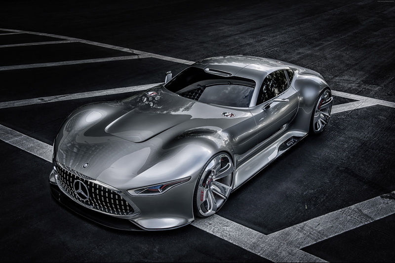 concept, supercar, 2015 car, Gran Turismo, Mercedes, Mercedes-Benz AMG Vision, 5K, silver, front