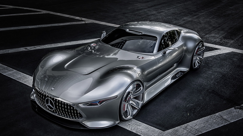 silver, 5K, concept, 2015 car, Mercedes, Gran Turismo, supercar, front, Mercedes-Benz AMG Vision