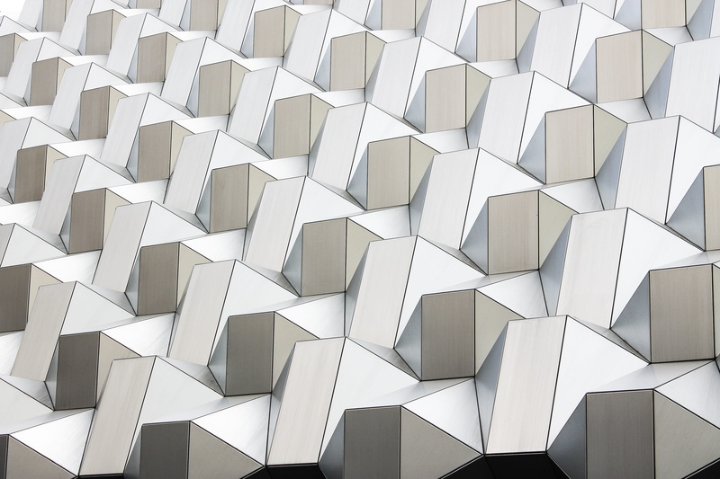 abstract, design, 3d, repetition, architecture, gray, brown, building exterior, full frame, trompe doeil, day, spatial, glass - material, white, low angle view