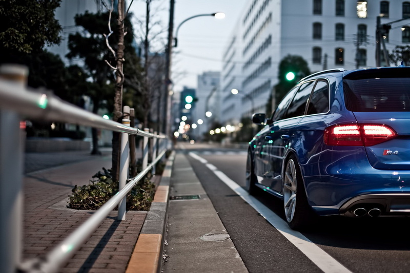 hd, Audi, Best, 1080P, blur, street, s, wagon, city, s4, car, blue, bokeh
