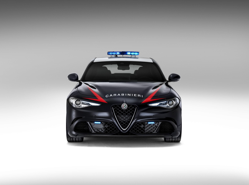 western script, text, alfa romeo giulia quadrifoglio carabinieri 4k  for pc in hd, front view, technology, emotion, cut out, preparation, studio shot, white background