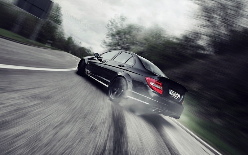 land vehicle, 1080P, speed, sport, motion, road, black, mode of transportation, city, wheel, cars, nature, outdoors, driving, drift, mercedes benz c class c63