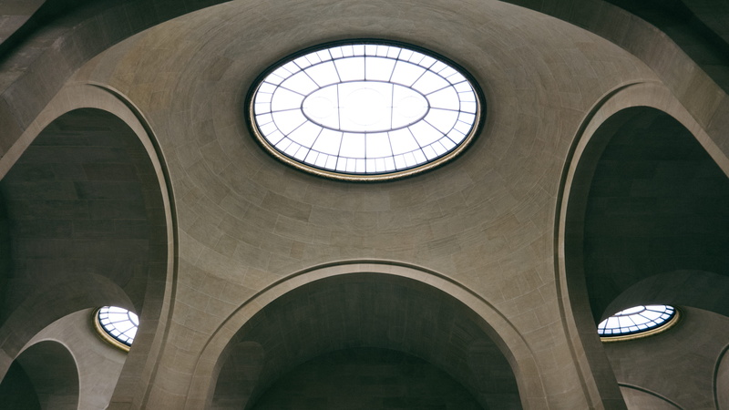 symmetry, low angle view, sunlight, 4K, arch, sunroof, built structure, city, window, architecture, no people, government, history, temple, nature, geometric shape
