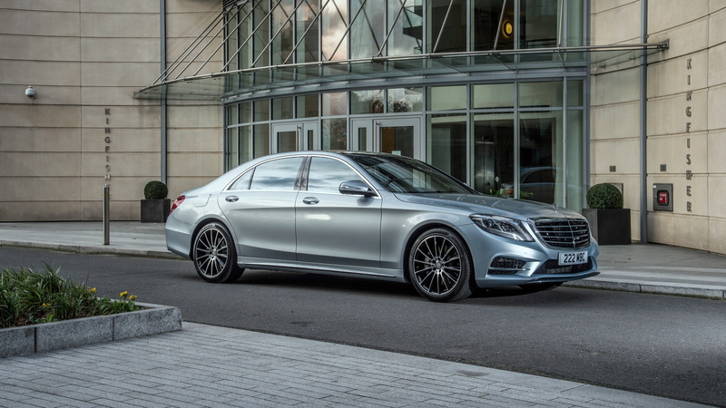 mode of transportation, building, car, Benz, architecture, S 500, transportation, nature, 2014, built structure, luxury, 4K, silver, W222, building exterior