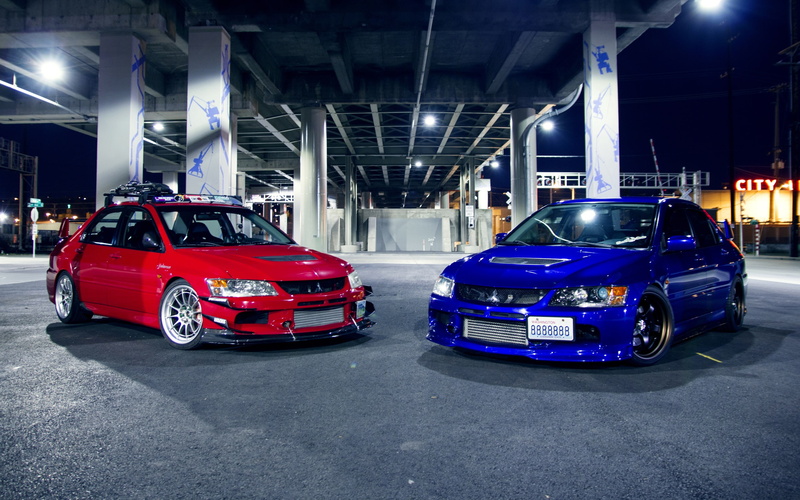 2K, Cars, evo, Mitsubishi, Red, Blue, ix