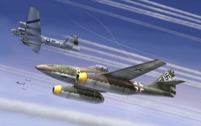 contrails, video, low angle, 262, luftwaffe, messerschmitt, aircraft, fortress, planes, schwalbe, b 17, 720P, games, shot, flying