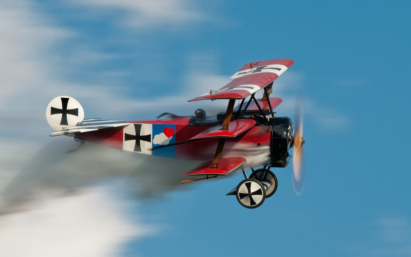 nature, day, vehicle, outdoors, blue, no people, air vehicle, low angle view, on the move, speed, sport, Fokker DR 1, stunt, transportation, motion, mode of transportation