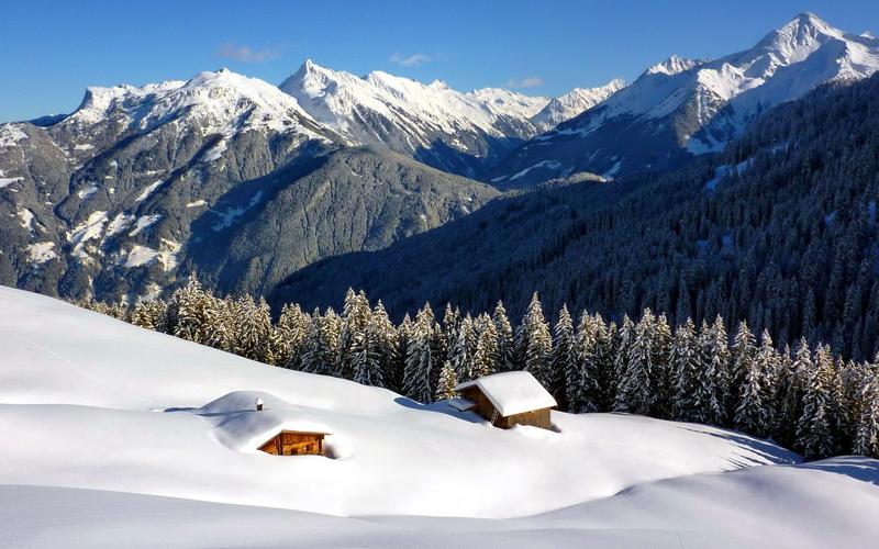 deep, house, snow, view, 2K, slope, lovely, beautiful, village, cabin, nice, peaceful, trees, white, cold