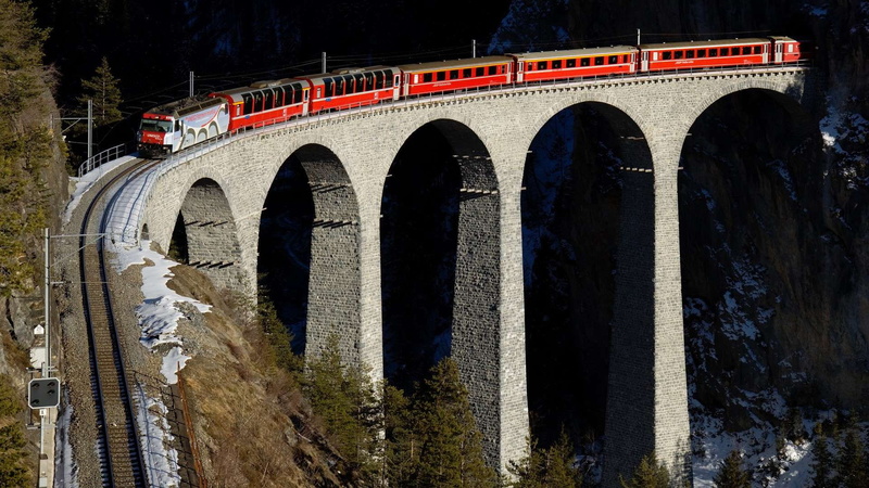 hd, cliff, deep, snow, 1080P, bridge, high, mountains