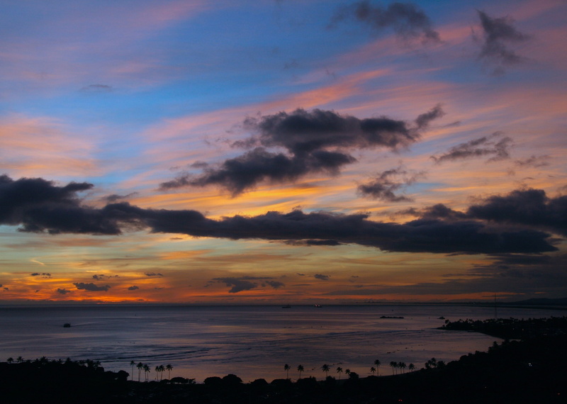 honolulu, dusk, environment, waikiki, island, no people, scenics - nature, blue sky, sky, horizon over water, dramatic sky, horizon, sunset, vacation, 2K