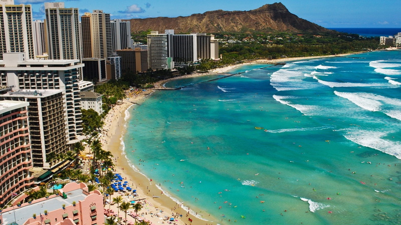 waikiki, beach, usa, hd, art, nature, Hawaii, beaches, 1080P