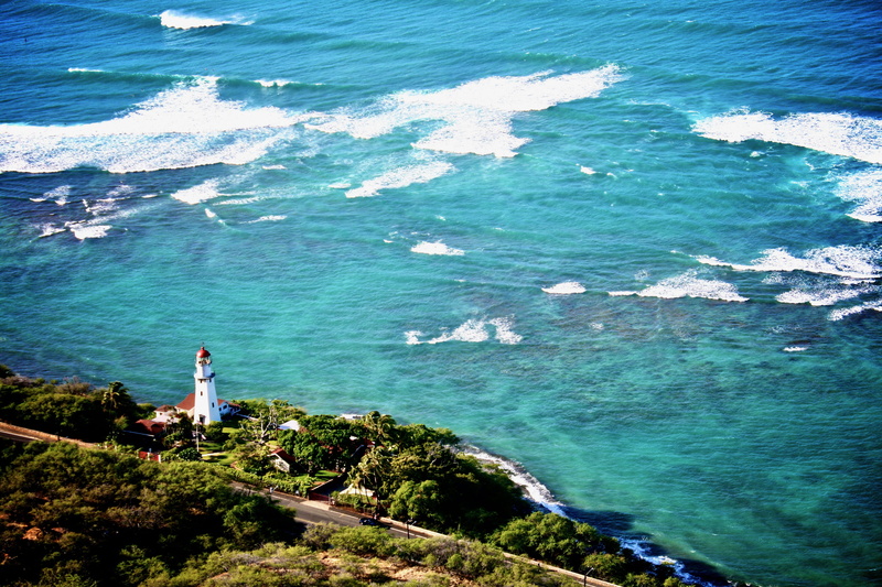 looking at view, rock formation, rock - object, beauty in nature, waves, solid, lifestyles, sea, idyllic, lighthouse, rock, outdoors, tranquility, hawaii