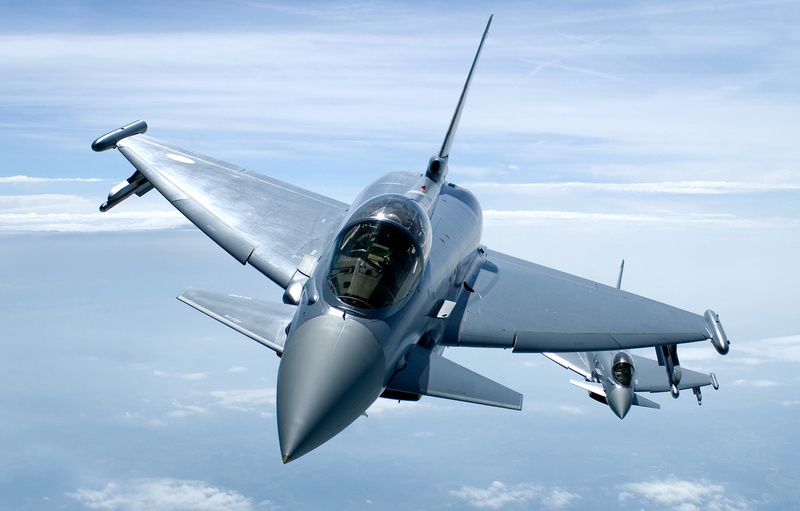 speed, typhoon, army, security, aerospace industry, propeller, jet, mode of transportation, flying, military, 720P, aircraft, day, outdoors, cloud - sky