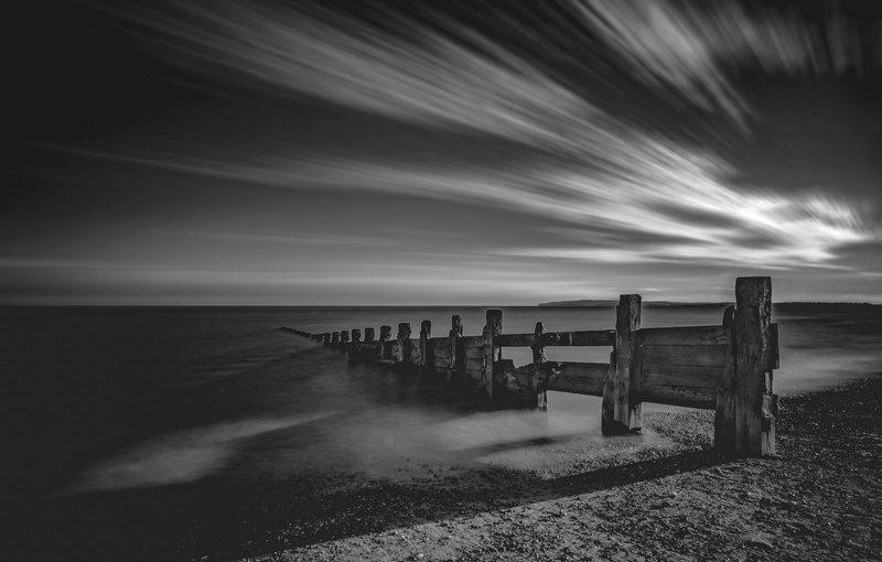 wooden post, land, black And White, photography, groyne, no People, 4K, sand, water, beach, horizon over water, grayscale, coastline, fence, sea, long exposure