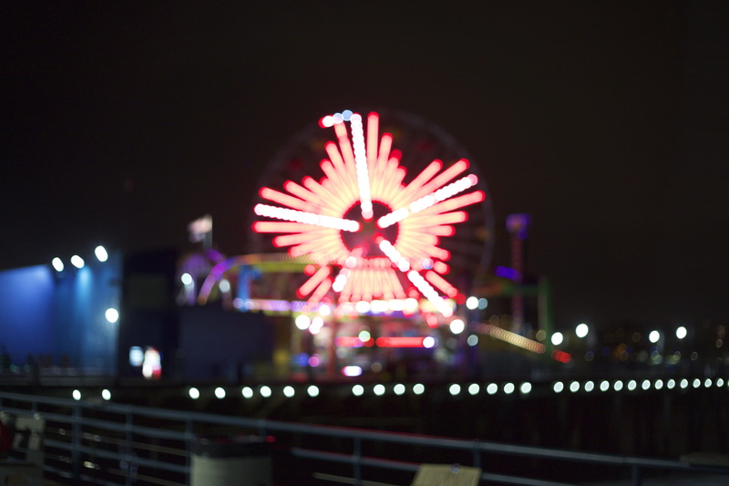 motion, bridge - man made structure, pacific park, illuminated, venice beach, city, la, building exterior, long exposure, santa monica, travel destinations