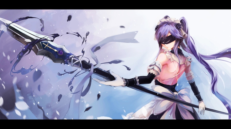 beautiful woman, blindfold, auto post production filter, beauty, purple hair, young adult, anime, women, real people, 720P, original characters, lifestyles