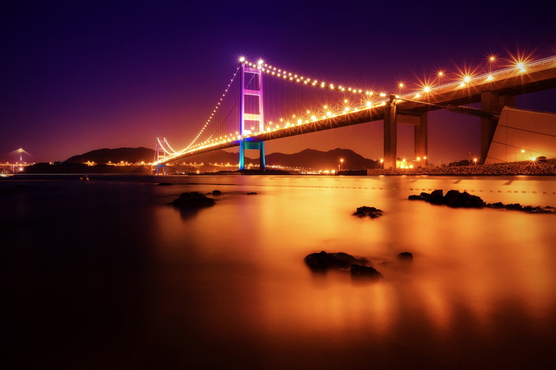 ma, tsing, Tsing Ma Bridge, 1080P, Night, bridge, architecture