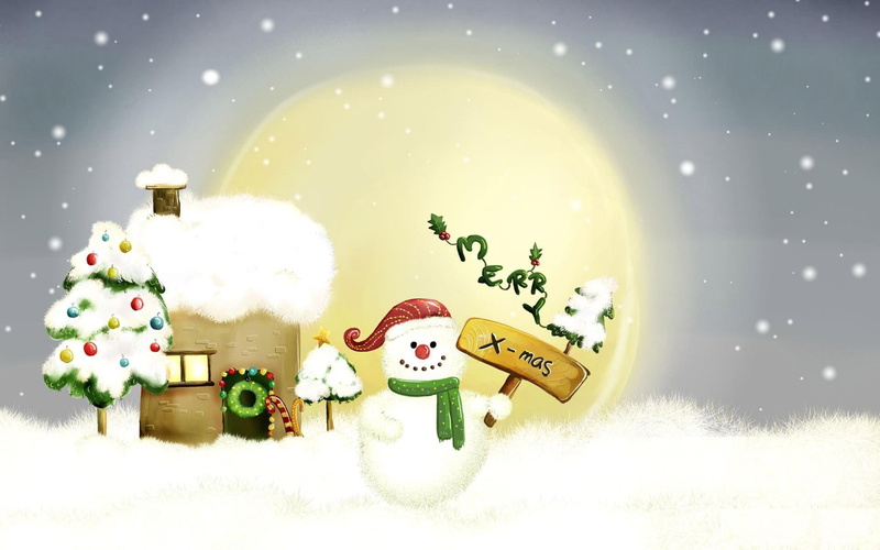 mas, snow, 1080P, snowman, christmas, tree, 3d and abstract, holidays, signage, xmas, white, holding, x