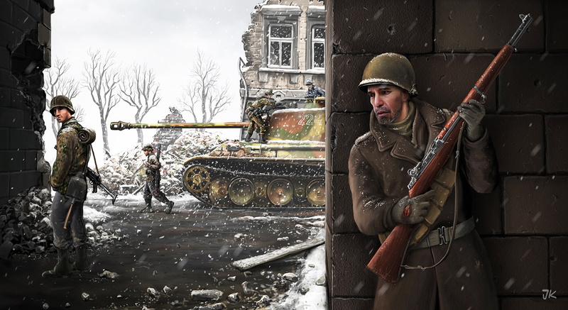young men, Russian, military uniform, cold temperature, warm clothing, conflict, battle, tank, winter, near, standing, 1080P, holding, the city, the Germans