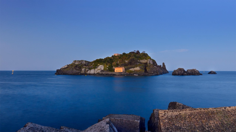 trezza, houses, island, aci, nature and landscapes, rocks, sicily, 1080P, isl