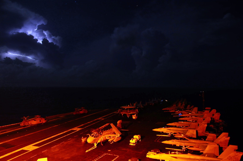 dark, transportation, planes, sea, water, cloud - sky, military, usa, outdoors, lights, illuminated, no people, aircraft carrier, mode of transportation