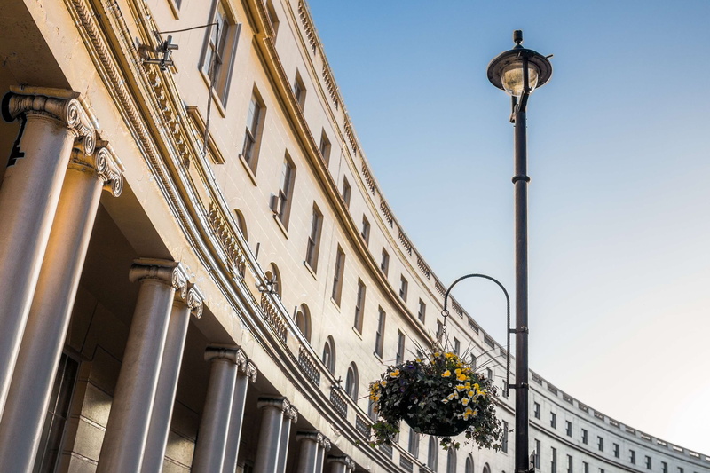 history, plant, built structure, architecture, colums, sky, street light, clear sky, lighting equipment, street, nature, outdoors, sunlight, victorian