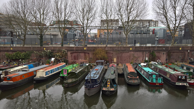 tree, bare tree, no people, moored, waterfront, narrowboat, reflection, day, building, city, 5K, transportation, built structure, nautical vessel, water
