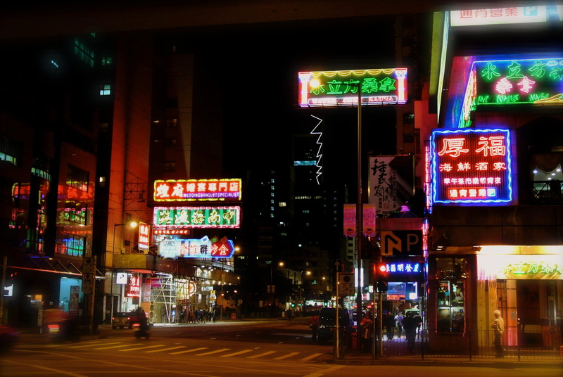 Hong, led, 4K, signage, office building exterior, night, hong, Neon, nightlife, sign, city street, skyline, information, script, outdoors, text, kanji