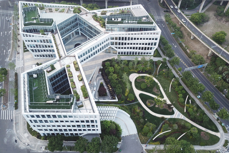 steps and staircases, architecture, china, aerial, drone view, modern, aerial view, built structure, high angle view, bridge, scenery, grass, 4K, transportation