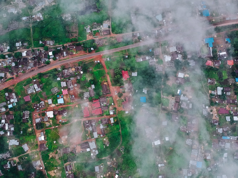 city, mist, village, photo, pollution, nature, texture, urban, bo, aerial view, intersection, green, mode of transportation, fog, road trip, aerial, no people