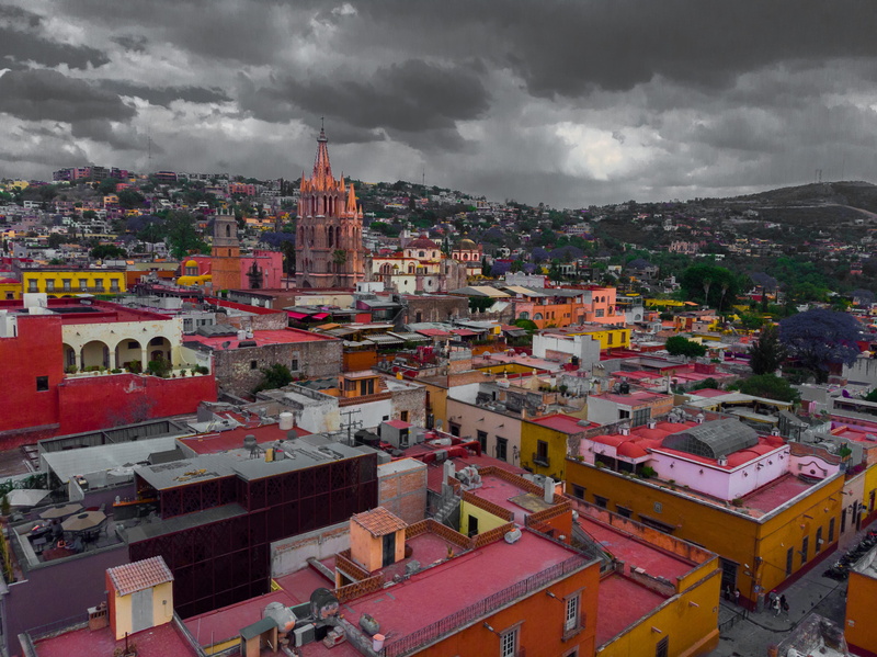 nature, drone, belief, church, old, sky, built structure, orange, outdoors, day, air, building, architecture, mavic, high angle view, settlement, city