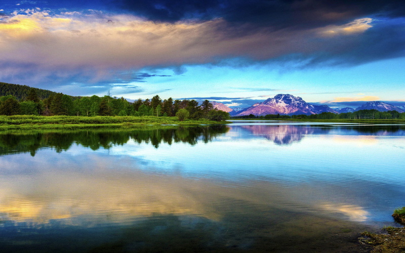 mountains, ipad, hdr, reflections, 2K, nature, trees