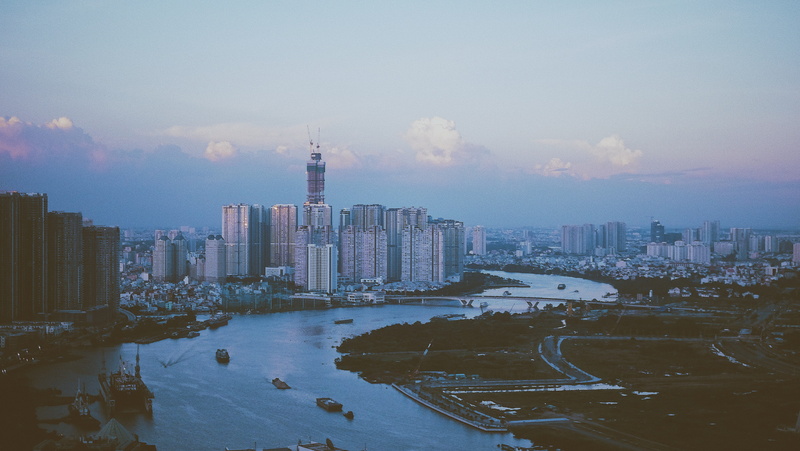 town, office building exterior, photo, 4K, skyscraper, urban skyline, saigon, travel destinations, construction, harbor, travel, water, residential district