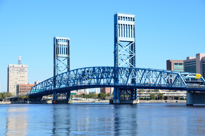 bridge, landmark, blue, famous, built structure, transportation, landscape, connection, body, concrete, rise, place, alloy, nature, steel, jacksonville